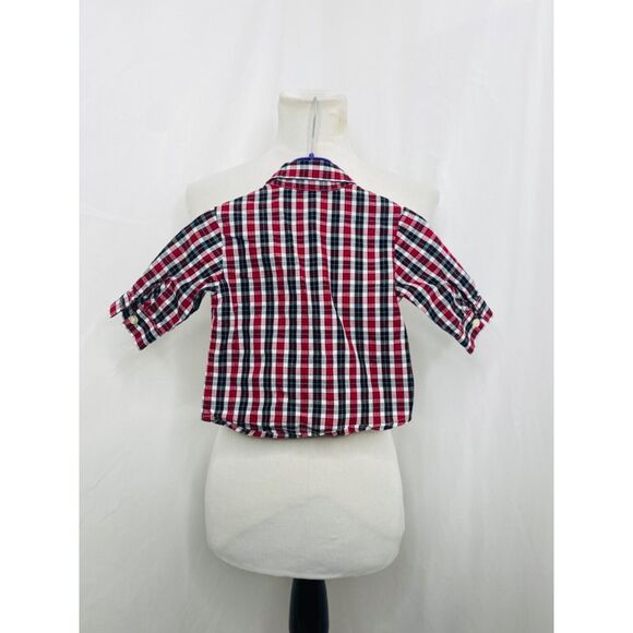 TFW Boy’s Shirt Red Black and White Plaid Button-Down Infant Size 12 Months - Picture 3 of 5